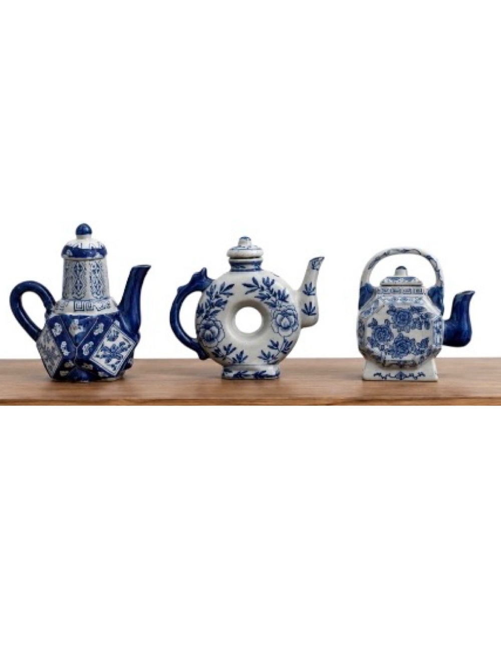6 Pc. Blue/White Floral Ceramic Teapot Set (NWOT)